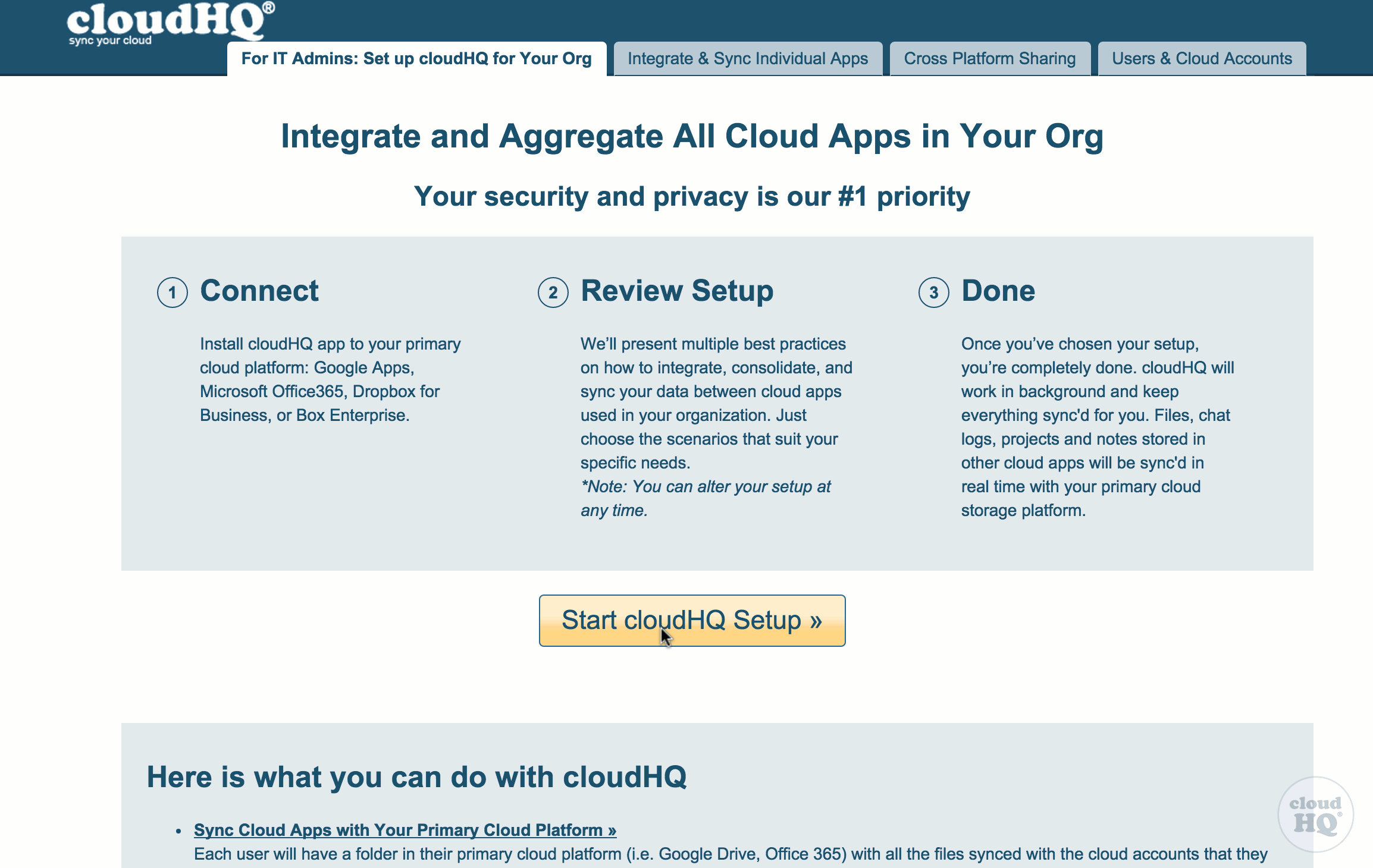 Manage cloudHQ