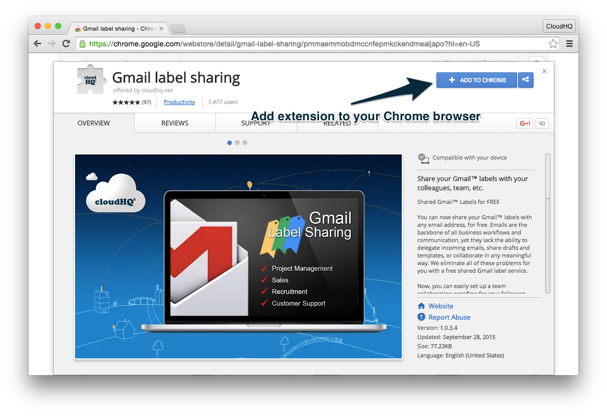 Step 2: Install the Gmail Label Sharing Chrome Extension