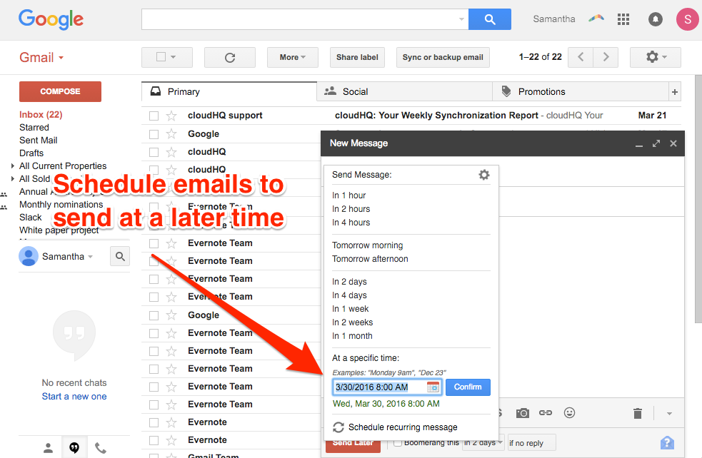 schedule email for gmail