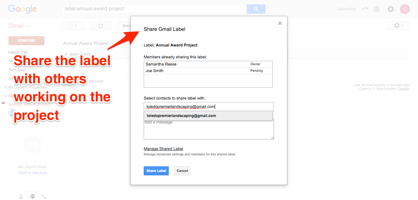 Share Gmail Label