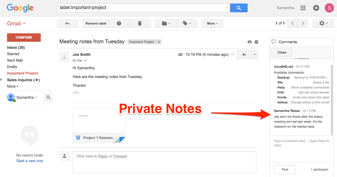 Gmail Label Private Notes