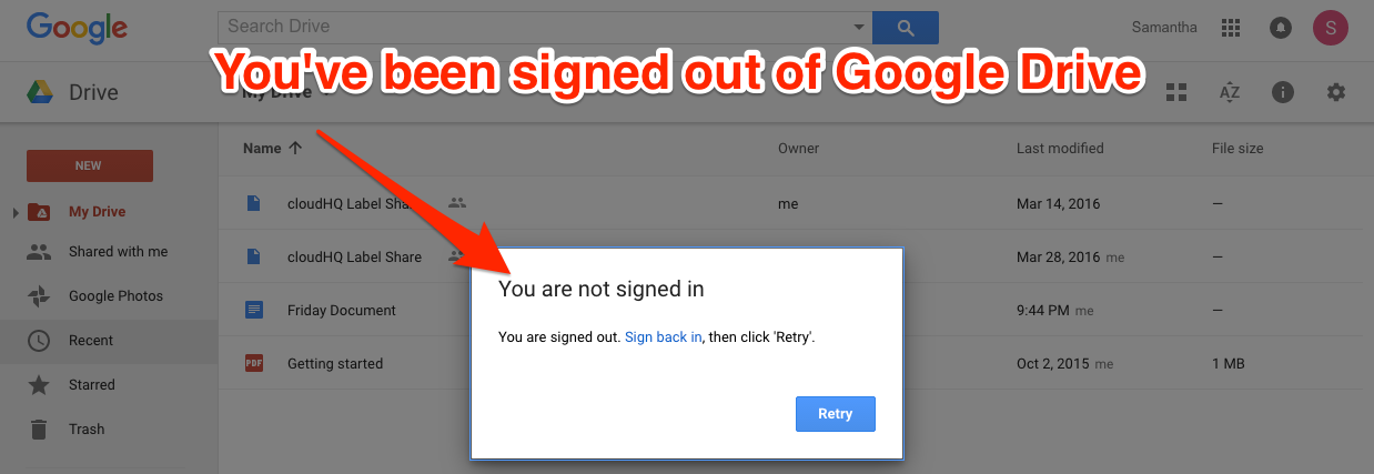 google drive you are not signed in