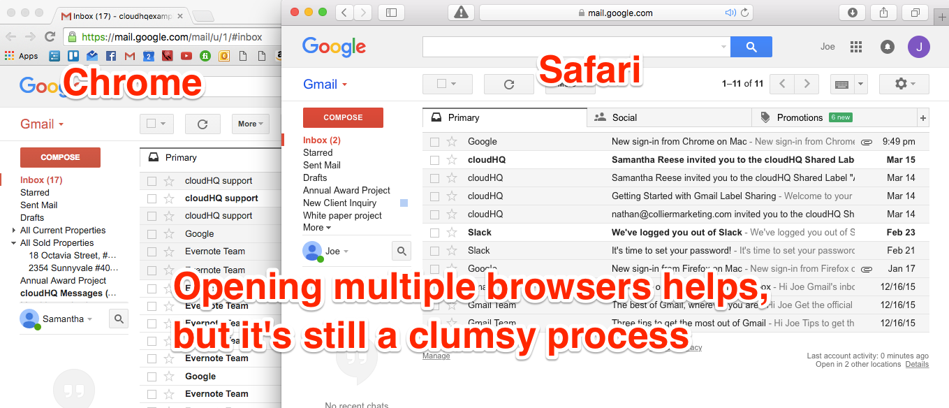 cloudHQ Multiple Google Accounts Multiple Browsers