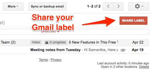 Share your Gmail label