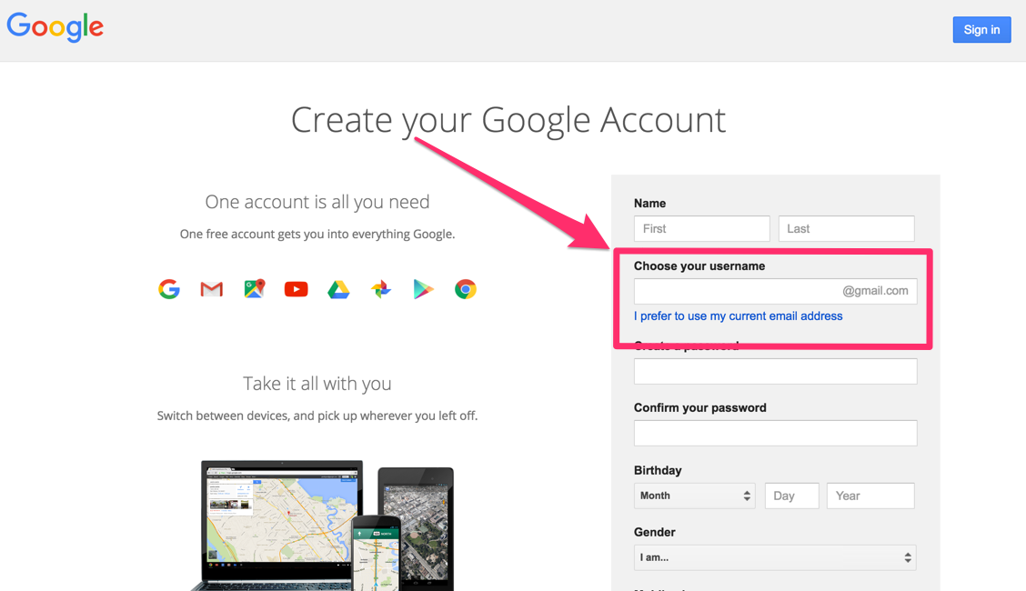 Create New Gmail Account