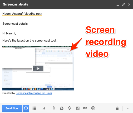 Screen recording video in Gmail