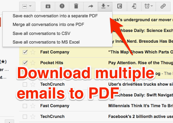 download multiple emails from gmail