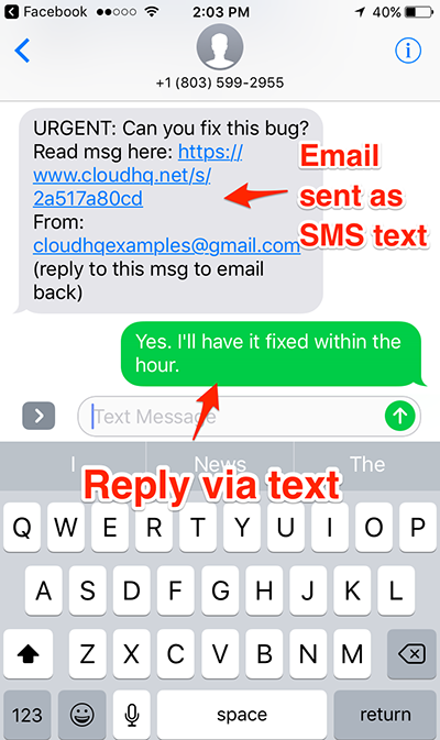 Reply via text message to Gmail