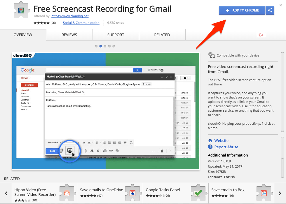 Free Screencast Recording for Gmail Chrome Extension