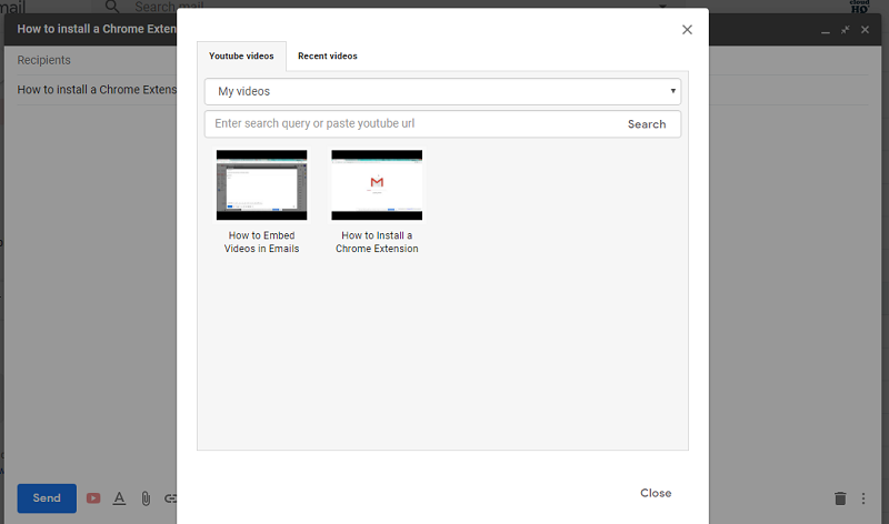 embed youtube videos in gmail