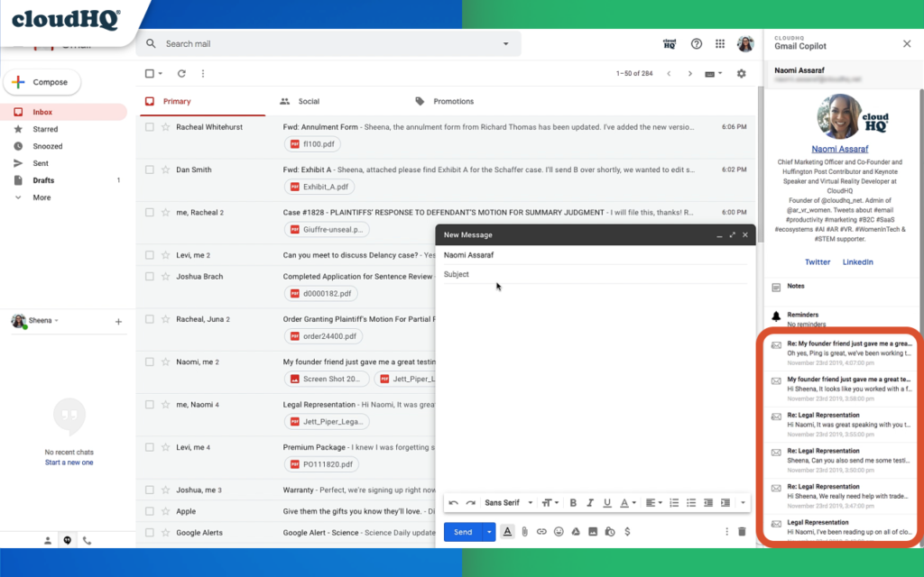 gmail copilot cloudhq conversations