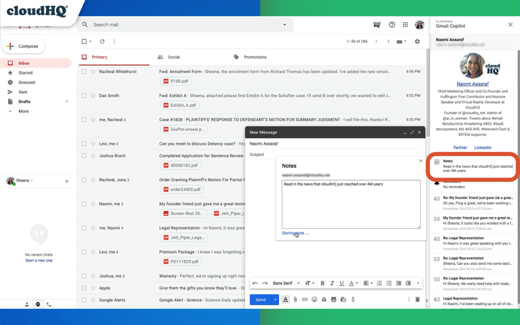 gmail copilot cloudhq notes