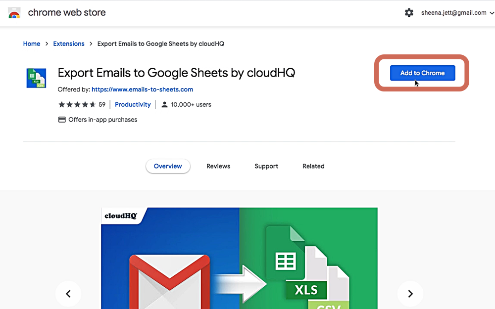 Add to Chrome - Export Emails to Sheets