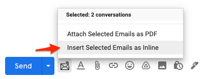Insert Selected Emails as Inline