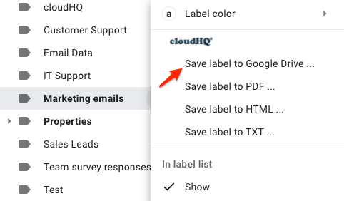 Save label to PDF