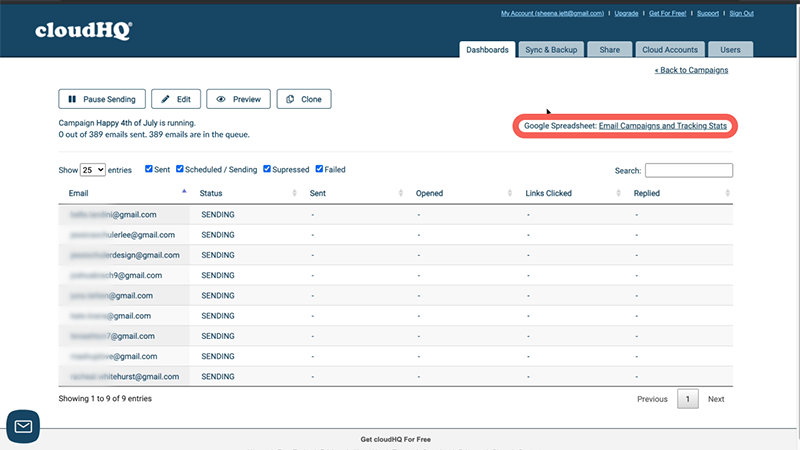 Mailking email marketing export spreadsheet report