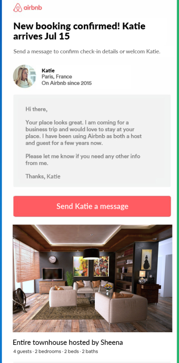 airbnb host booking email : emails to sheets