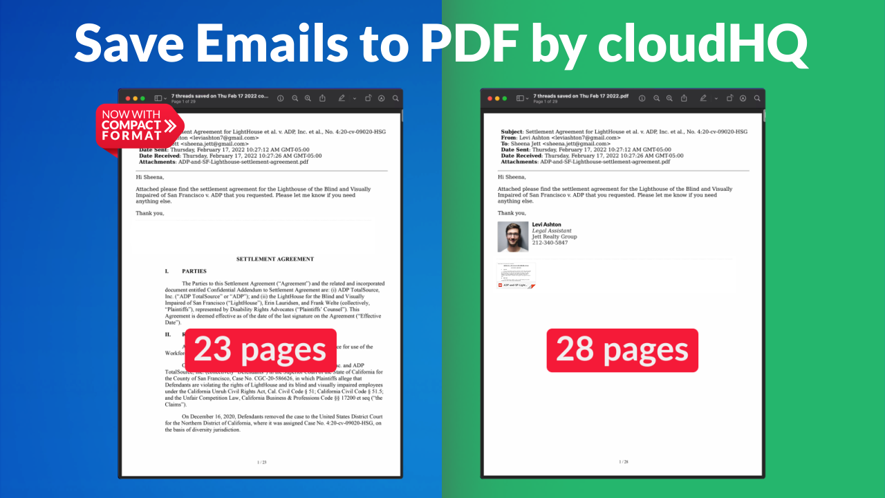 NEW! Save emails to PDF with a new compact PDF feature