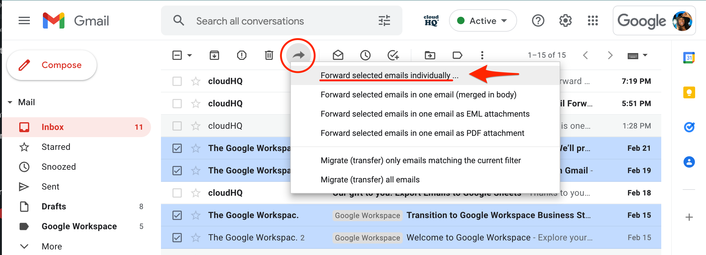 How To Forward Multiple Emails In Gmail CloudHQ   Forward Selected Emails Individually 