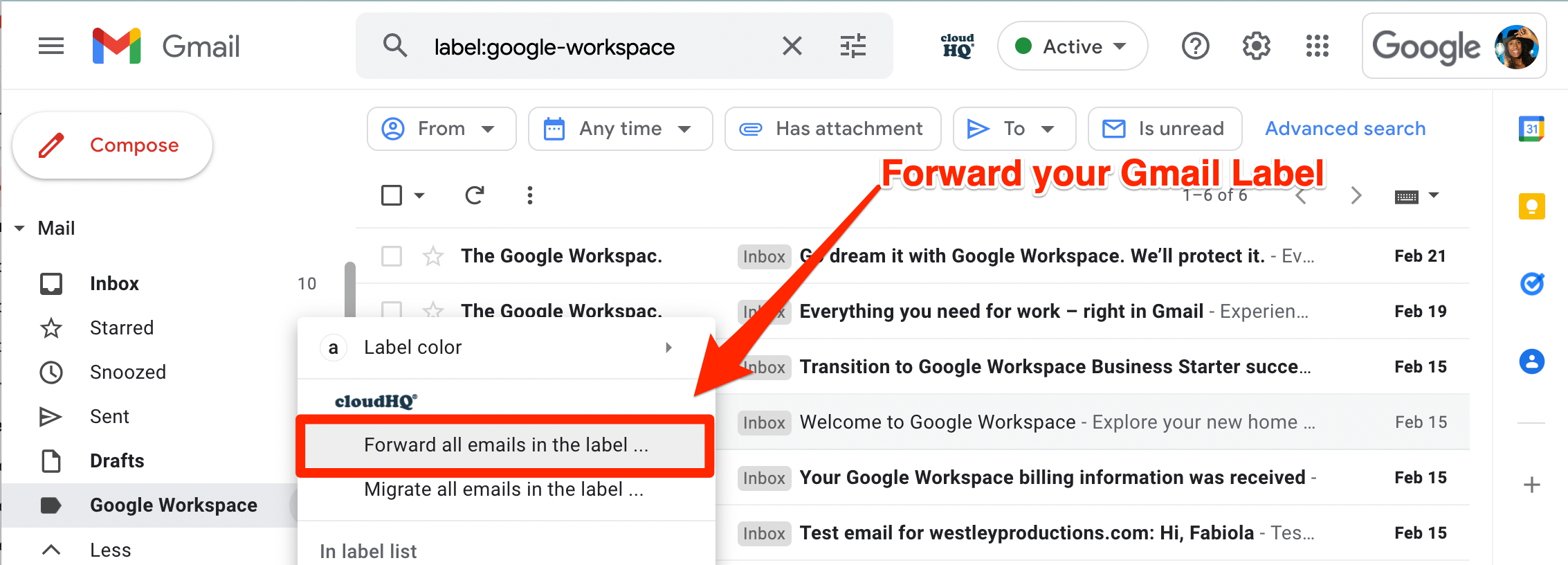 forward your gmail label
