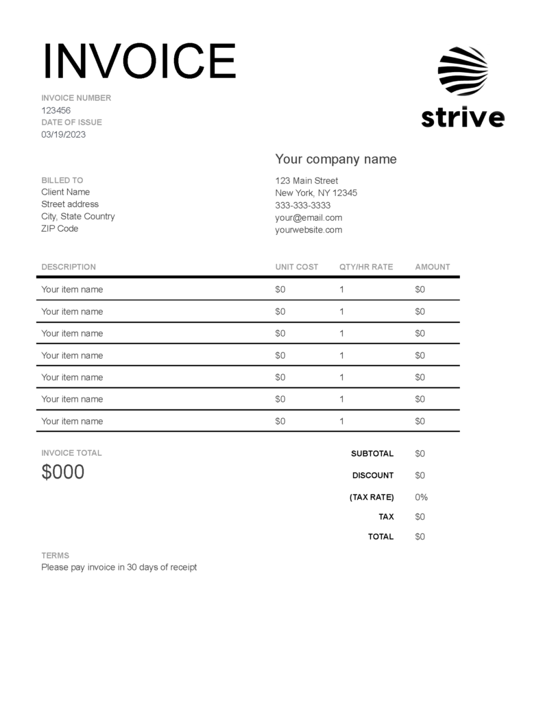 simple lance invoice template google docs