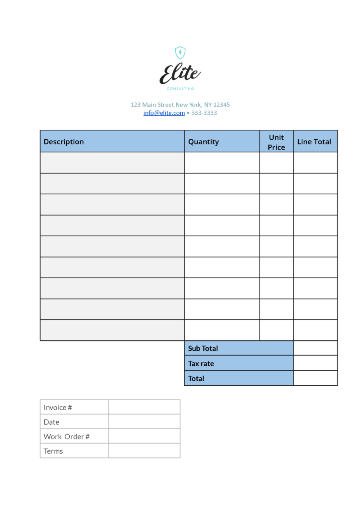 Free consulting Invoice template in Google Docs
