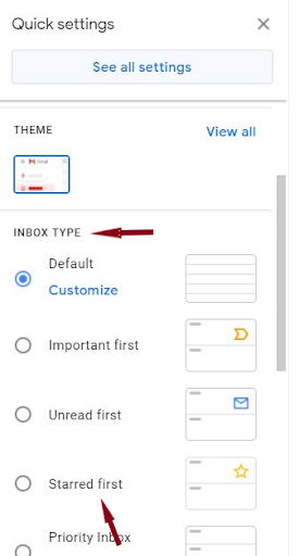gmail inbox quick settings 2