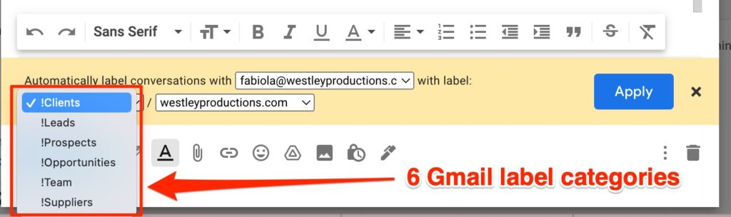 6 Gmail label categories