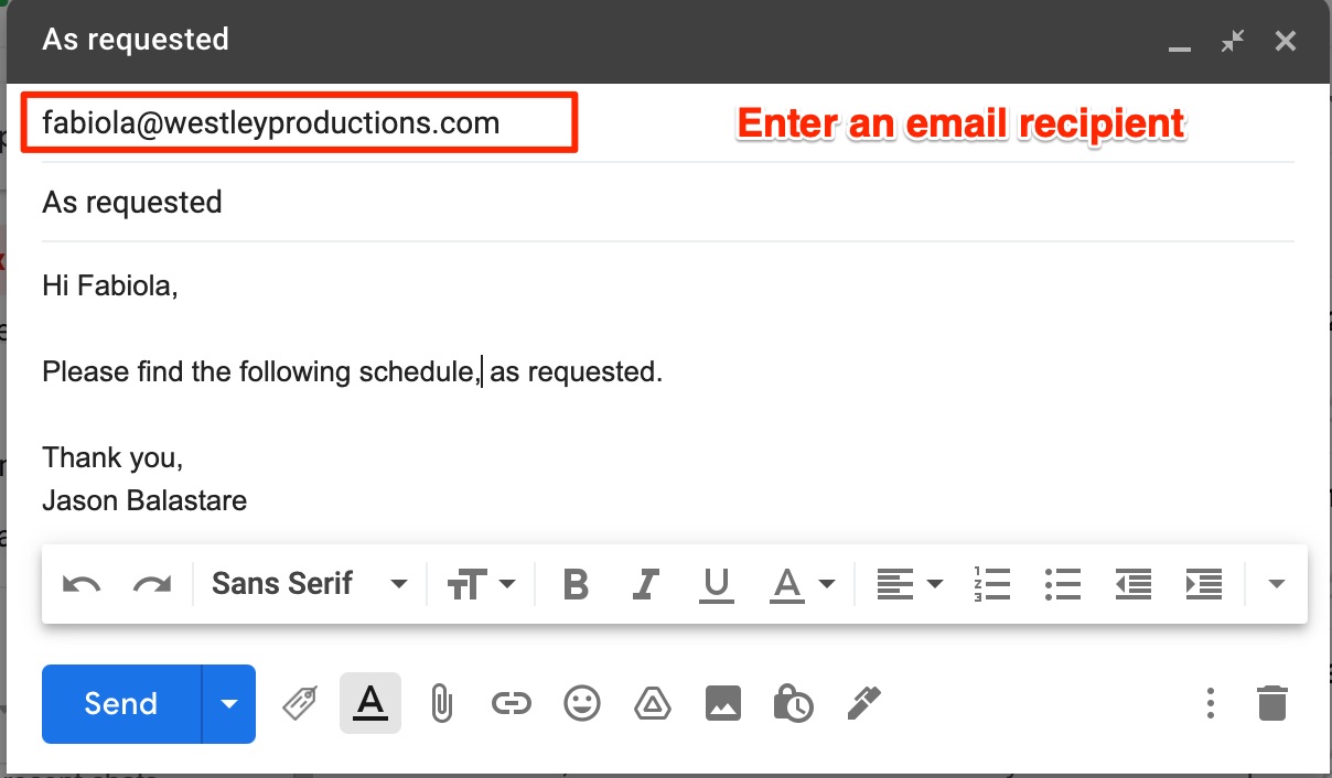 enter email recipient auto label gmail