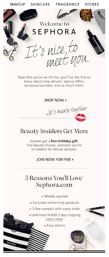 sephora welcome email template