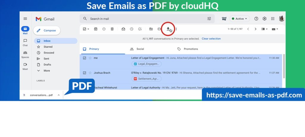 Convert emails as PDF on your local hard drive