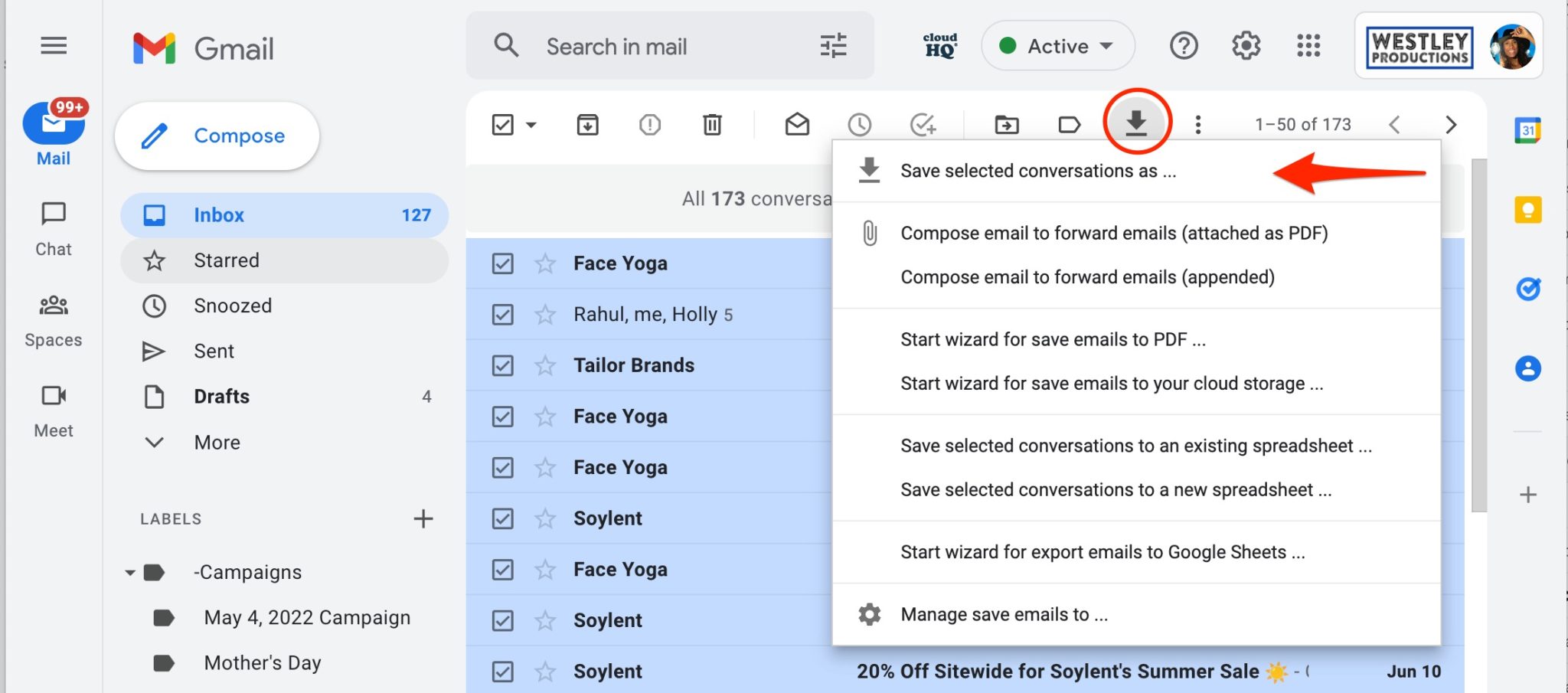 Update for Save Emails as PDF Convert Gmail to PDF (locally) cloudHQ