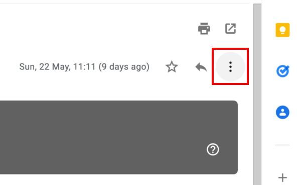 click the 3 dots to prevent email from going to spam in Gmail