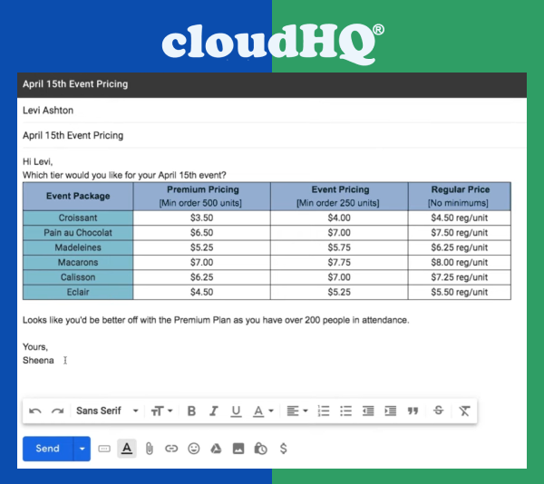 Add Gmail Tables Directly in Your Email