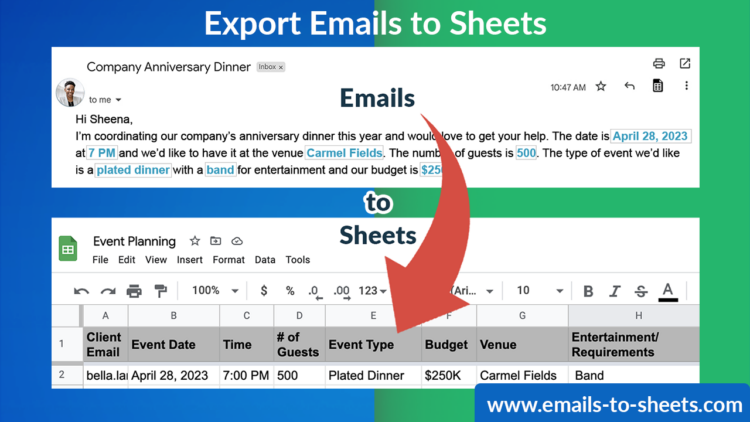 emails to sheets