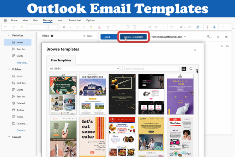 browse email templates in Outlook