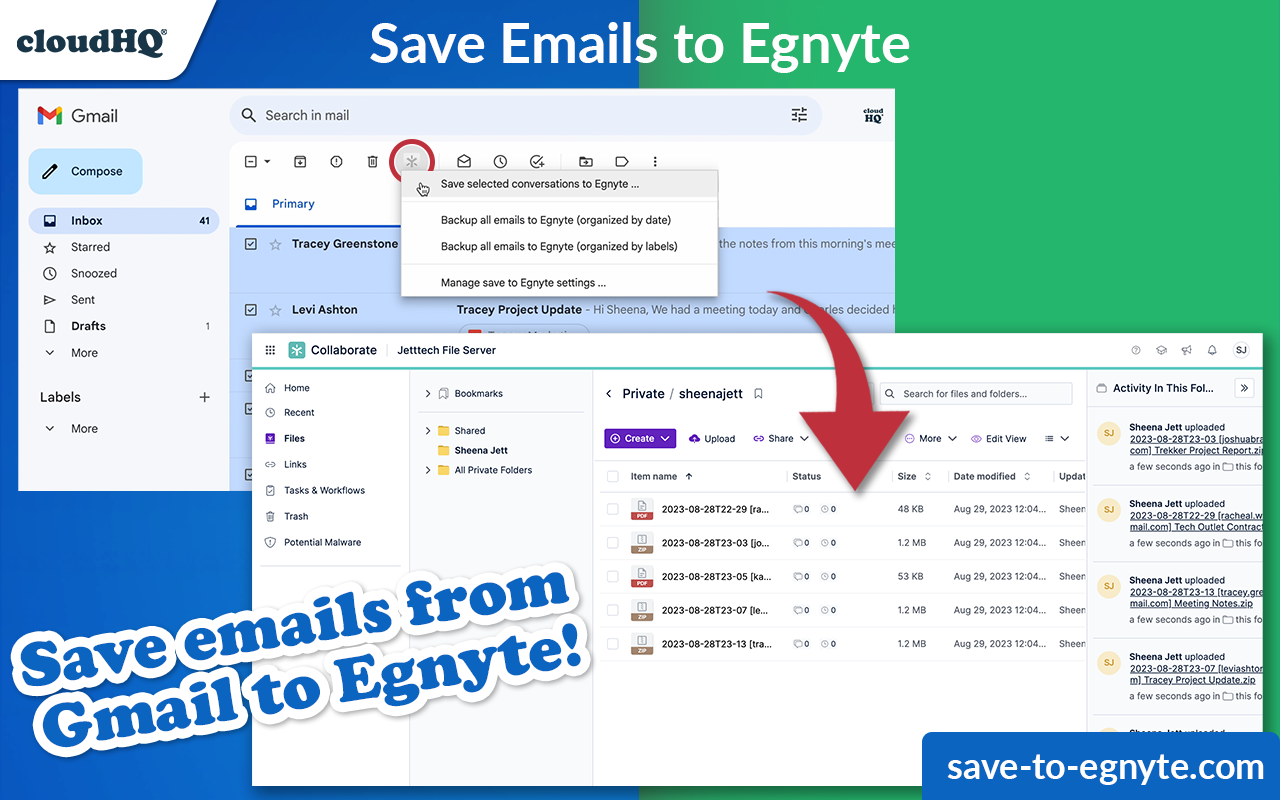 Save emails to Egnyte for Gmail
