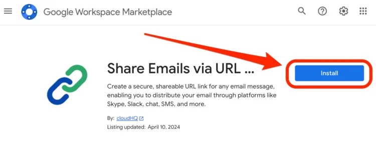 google workspace app to "Share emails as URL Links by cloudHQ"