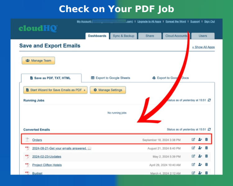 Check on Email to PDF Job