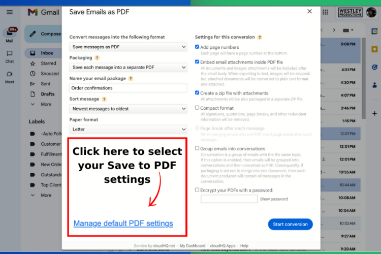 How to get to your save to pdf settings