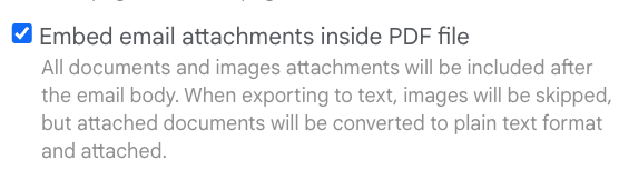 Embed attachments after the body of your email in the PDF? 