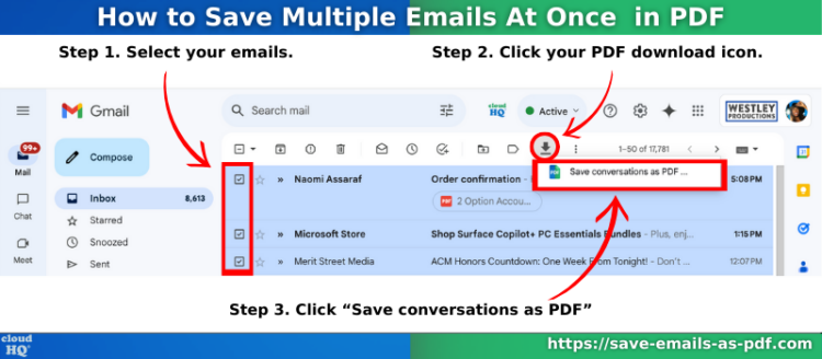 multiple emails to pdf