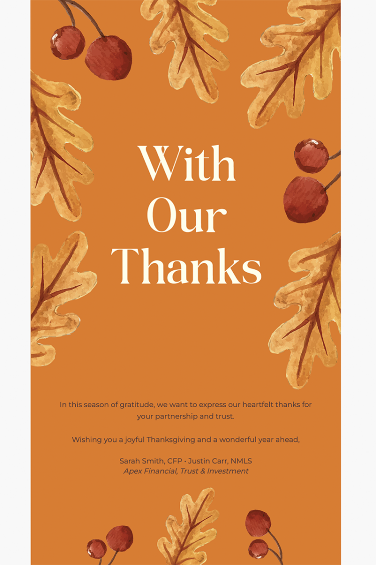 with our thanks thanksgiving day card