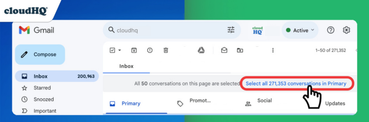 Click on Select all conversations in primary