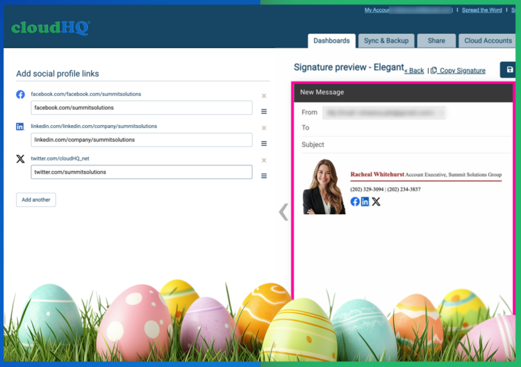 Add social links to your email signature