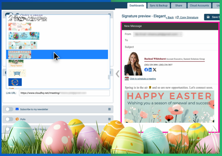 Choose an Easter or spring email signature banner
