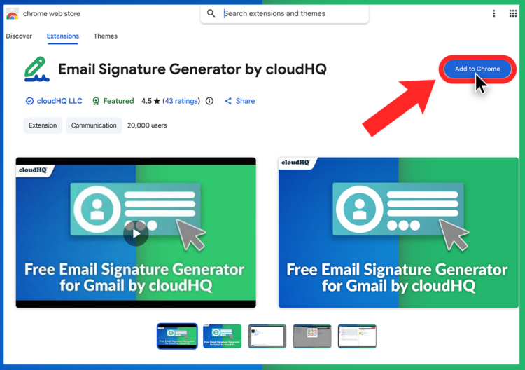 Install Email Signature Generator from Chrome store