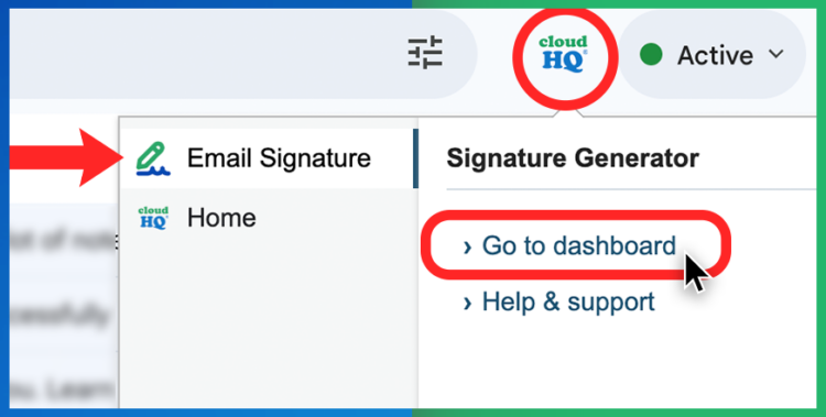 Email Signature Generator dashboard in Gmail