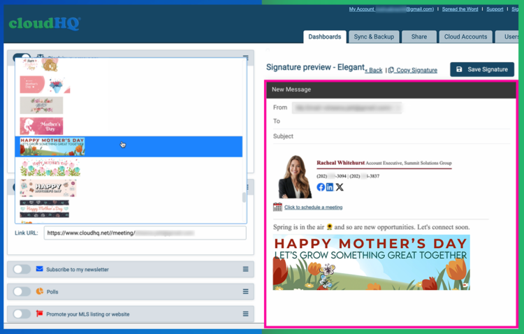 Choose a Mother's Day email signature banner