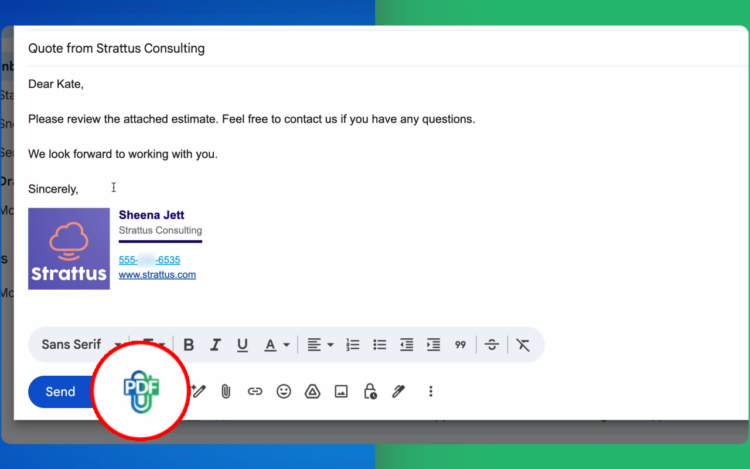 attach files as pdf button in gmail composer